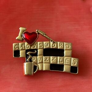 I Love Crossword Puzzles Pin brooch